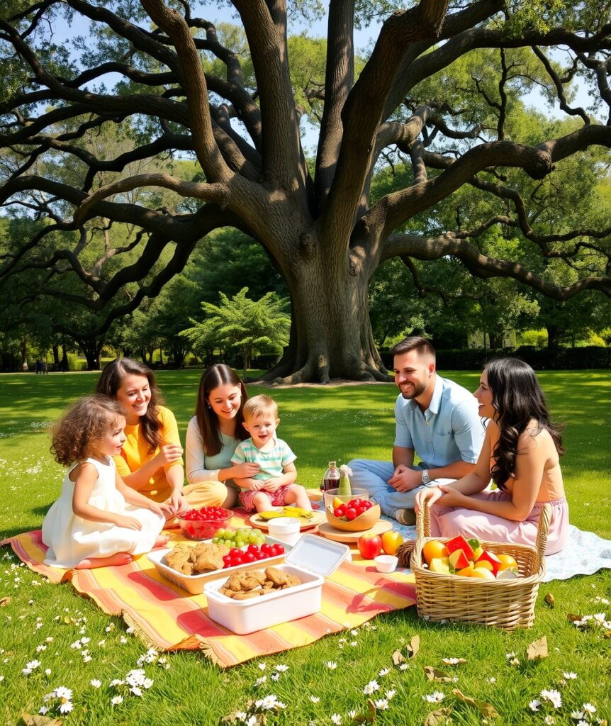 A Close-Knit Family Picnic on the Grass – free AI stock image