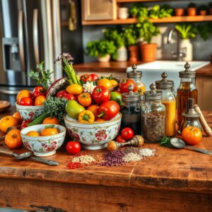 A Collection of Colorful Kitchen Objects – free AI stock image