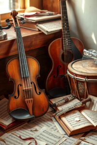 A Collection of Vintage Musical Instruments – free AI stock image