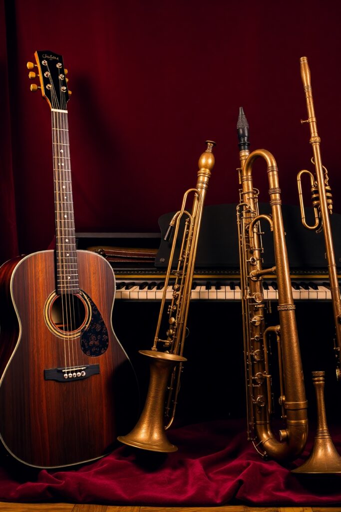 A Collection of Vintage Musical Instruments – free AI stock image