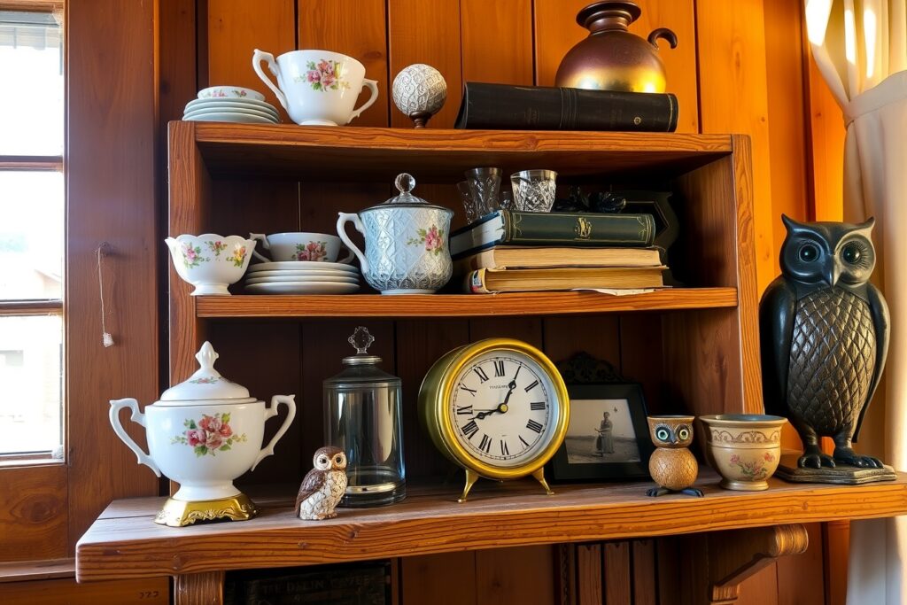 A Collection of Vintage Objects on a Shelf – free AI stock image