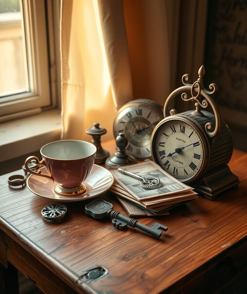 A Collection of Vintage Objects on Wood – free AI stock image