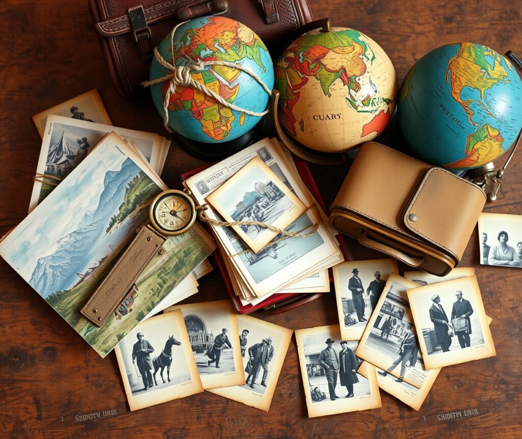 A Collection of Vintage Travel Artifacts – free AI stock image