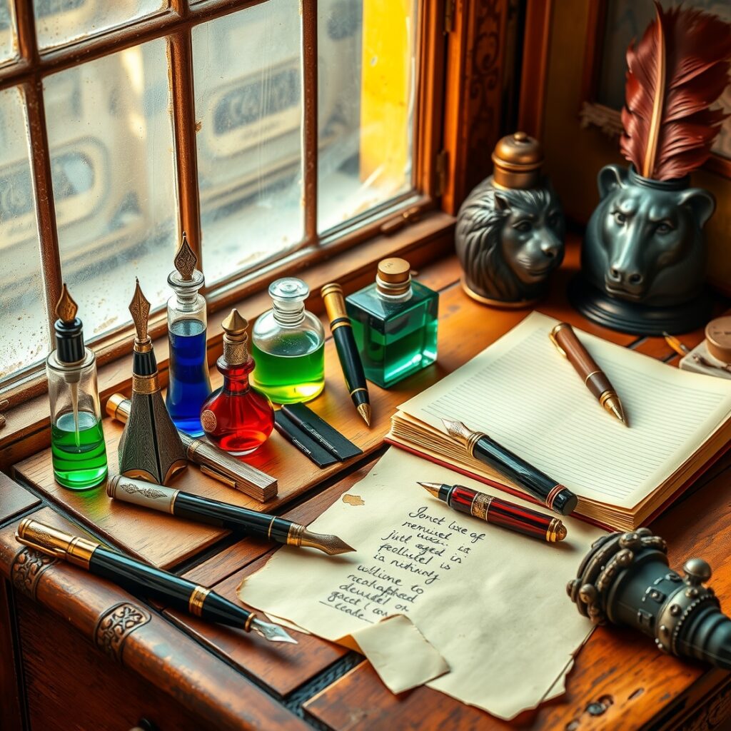 A Collection of Vintage Writing Instruments – free AI stock image