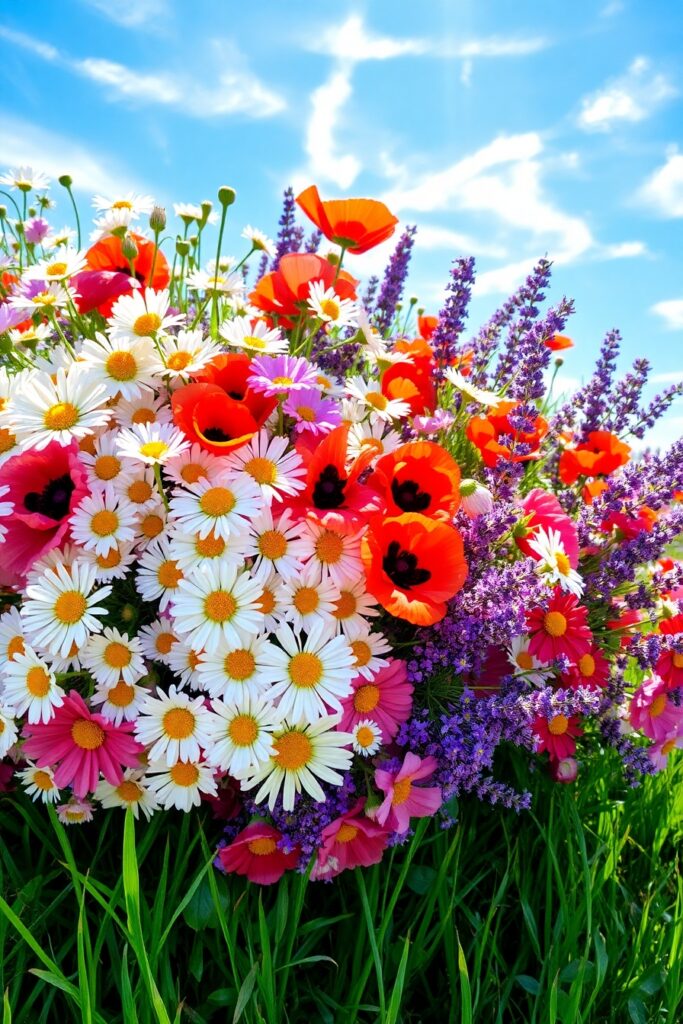 A Colorful Bouquet of Wildflowers – free AI stock image