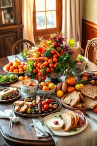 A Colorful Harvest Feast on the Table – free AI stock image