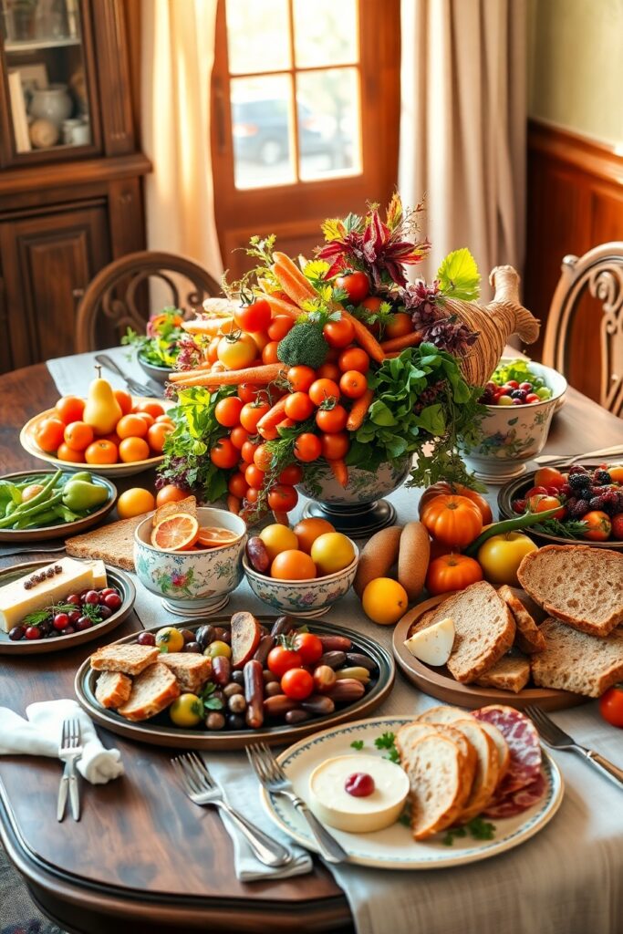 A Colorful Harvest Feast on the Table – free AI stock image