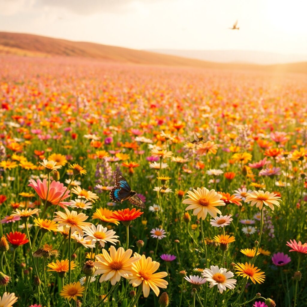 A Colorful Meadow of Vibrant Flowers – free AI stock image