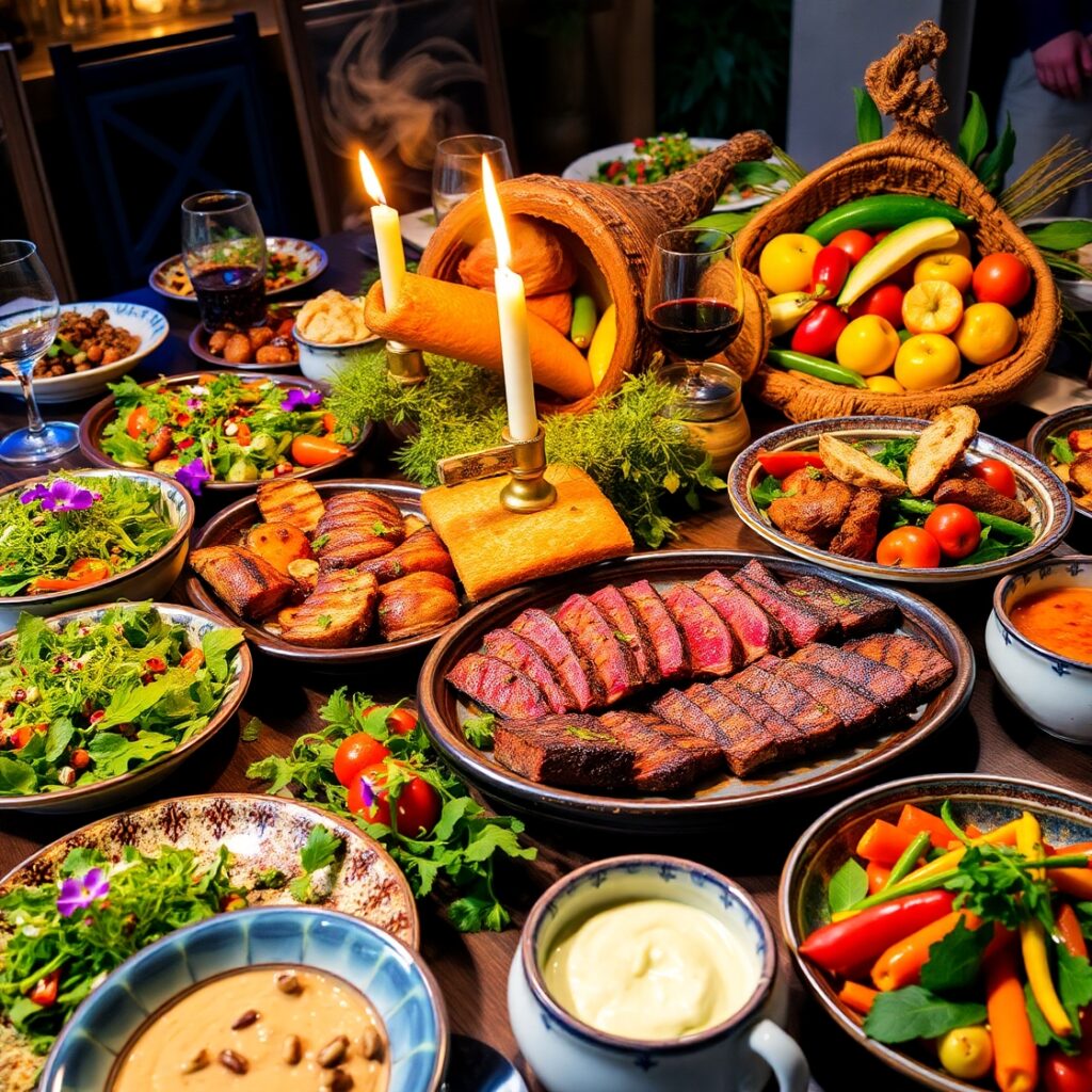 A Colorful Spread of Gourmet Dishes – free AI stock image