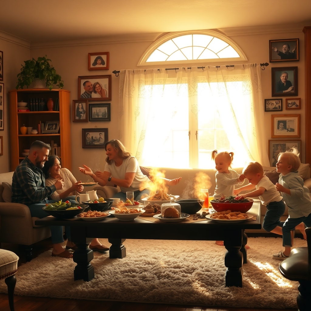 A Cozy Family Gathering at Home – free AI stock image