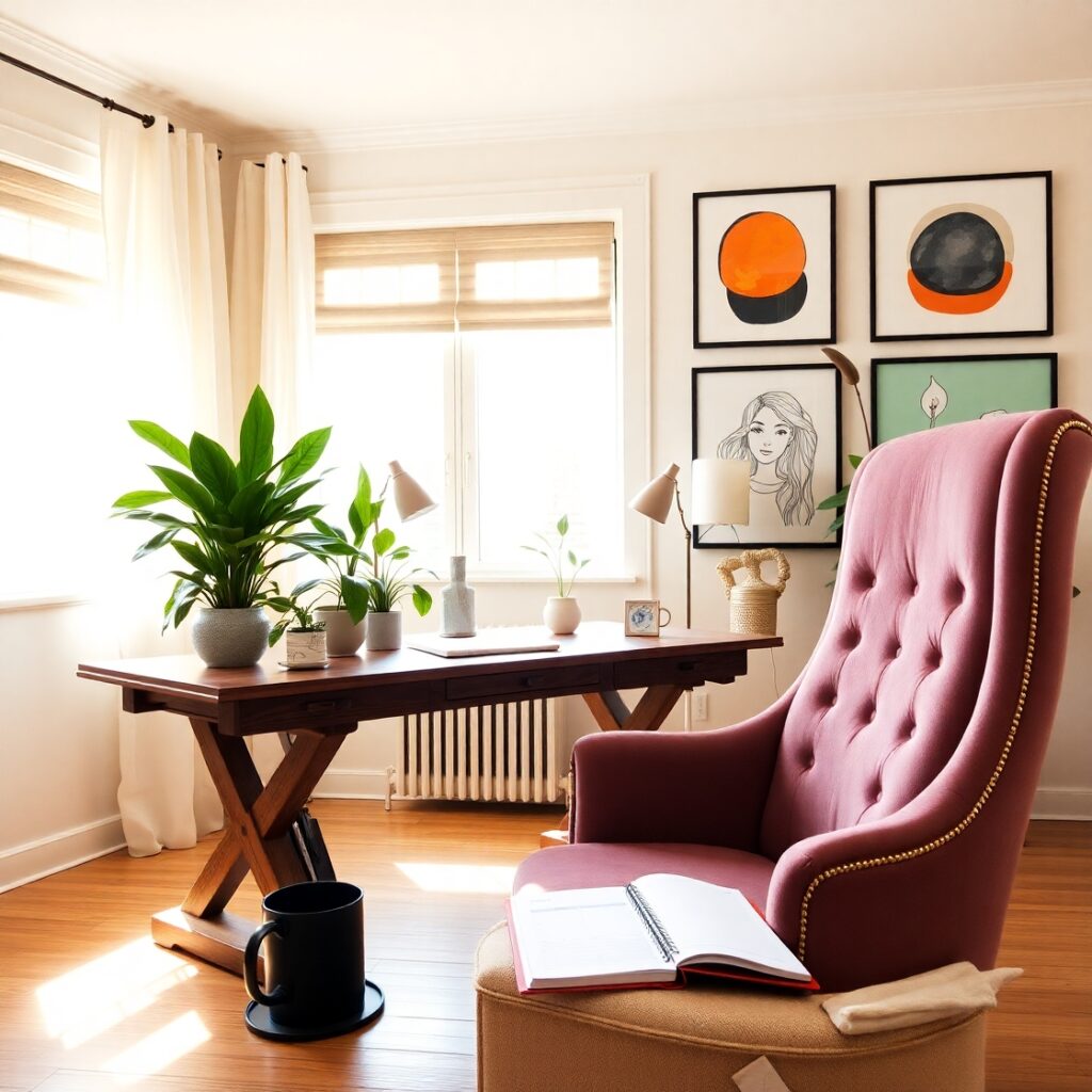A Cozy Home Office Retreat – free AI stock image