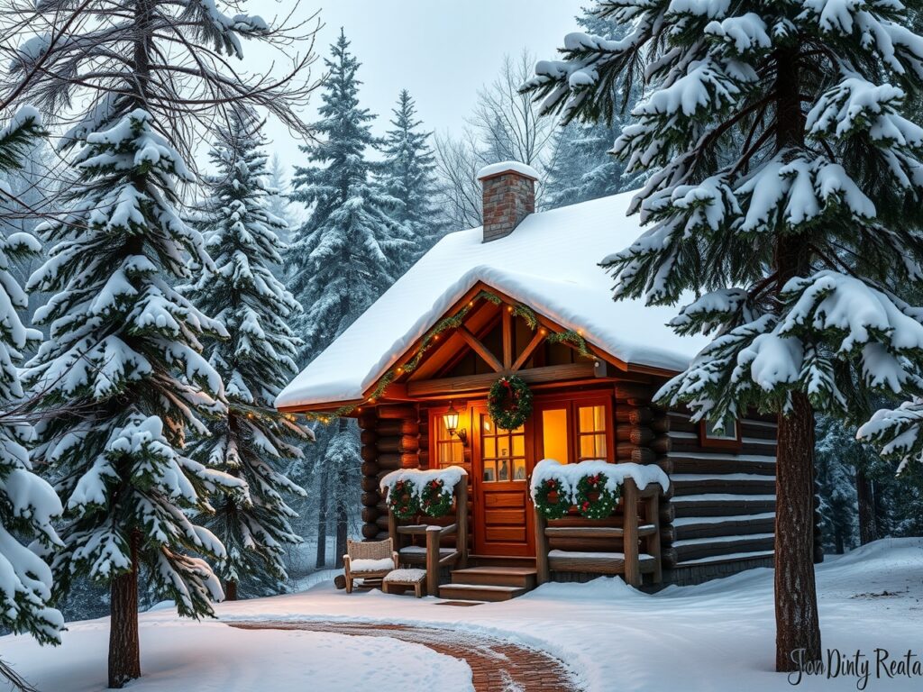 A Cozy Winter Cabin for Holidays – free AI stock image