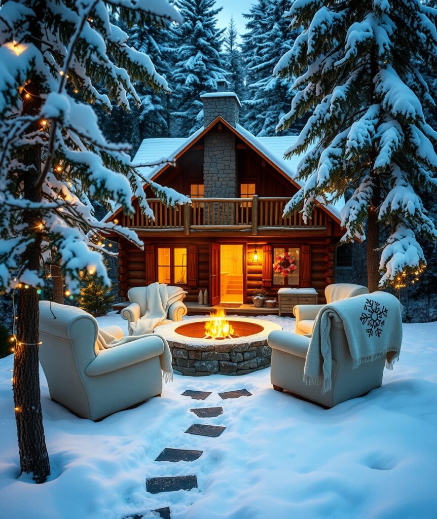 A Cozy Winter Holiday Cabin Retreat – free AI stock image