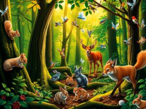 A Day in the Life of Forest Animals – free AI stock image