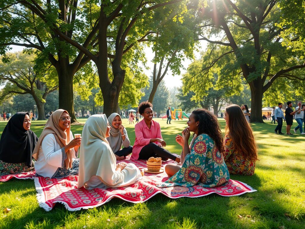A Diverse Gathering of Friends in a Park – free AI stock image