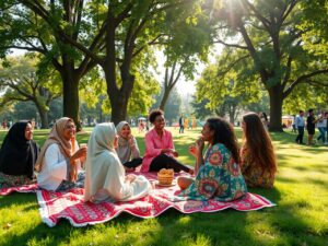 A Diverse Gathering of Friends in a Park – free AI stock image