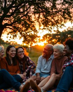 A Diverse Group of Friends at Sunset – free AI stock image