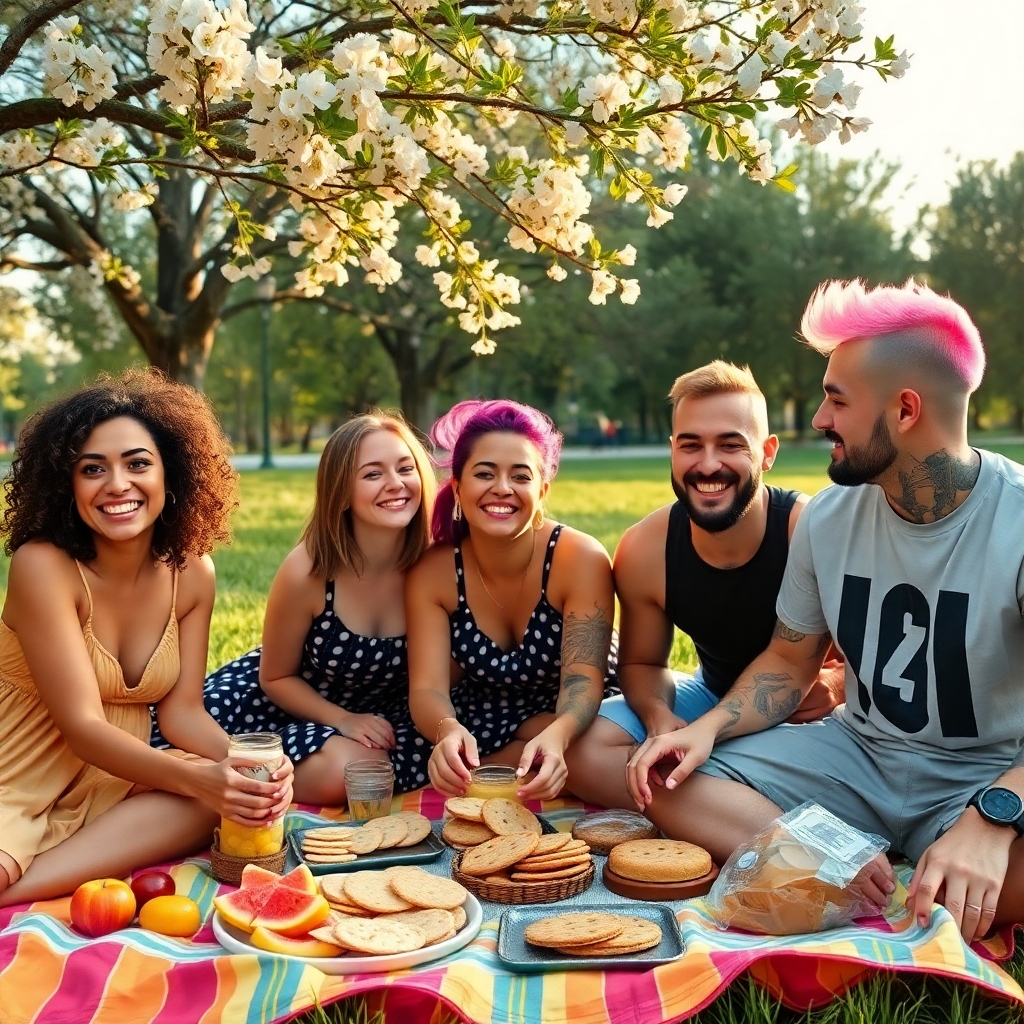 A Diverse Group of Friends Enjoying a Picnic – free AI stock image