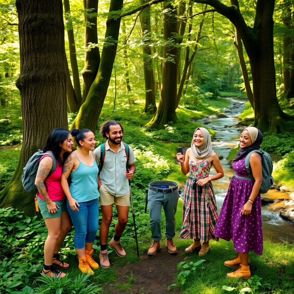 A Diverse Group of Friends Enjoying Nature – free AI stock image
