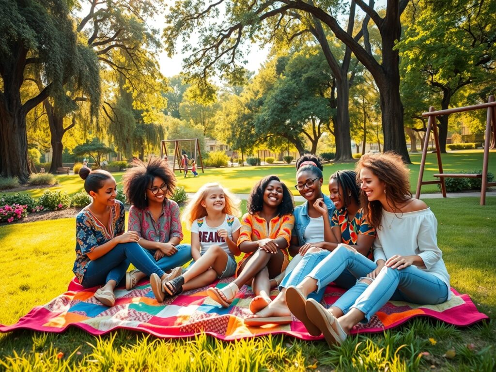 A Diverse Group of Friends in a Park – free AI stock image