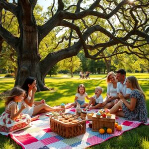 A Family Gathering in a Sunny Park – free AI stock image