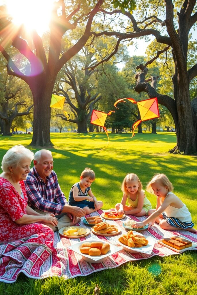 A Family Gathering in a Sunny Park – free AI stock image