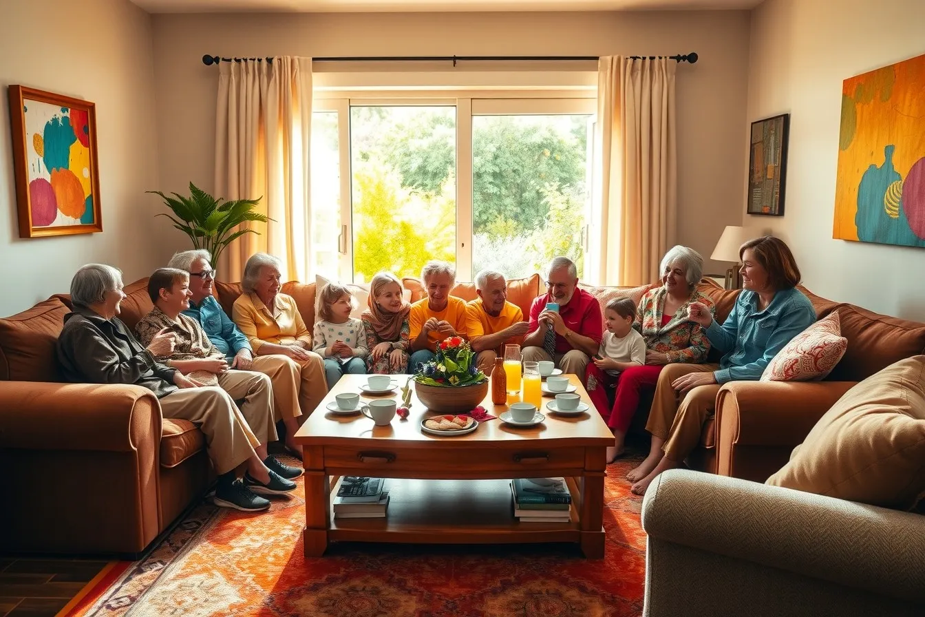 A Family Gathering in the Living Room