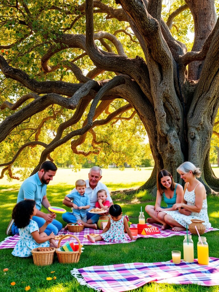A Family Gathering Under the Ancient Oak – free AI stock image