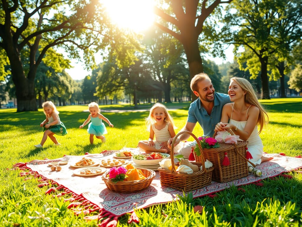 A Family Picnic in a Sunny Park – free AI stock image