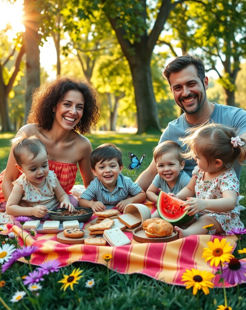 A Family Picnic Under the Sun – free AI stock image