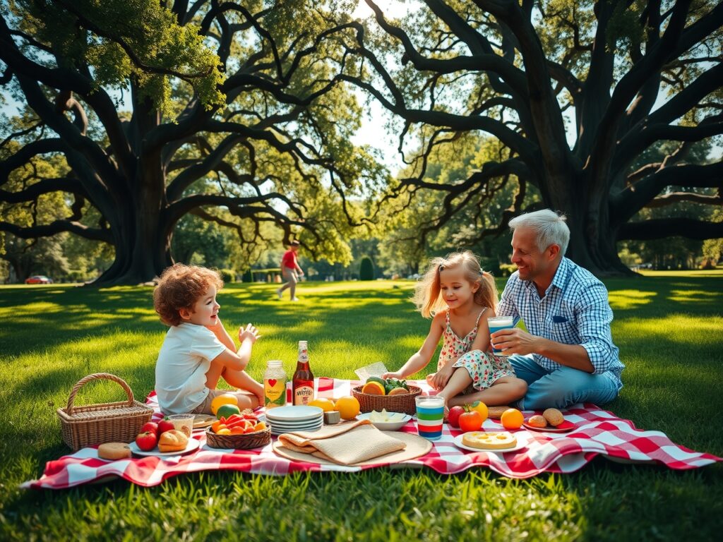 A Family Picnic Under the Trees – free AI stock image
