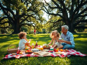 A Family Picnic Under the Trees – free AI stock image