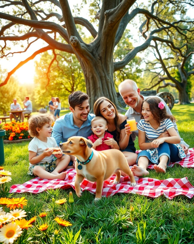 A Family’s Joyful Picnic in the Park – free AI stock image