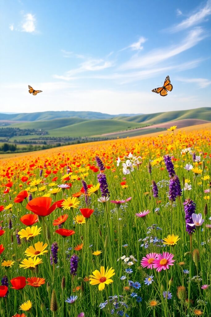 A Field of Colorful Wildflowers in Bloom – free AI stock image