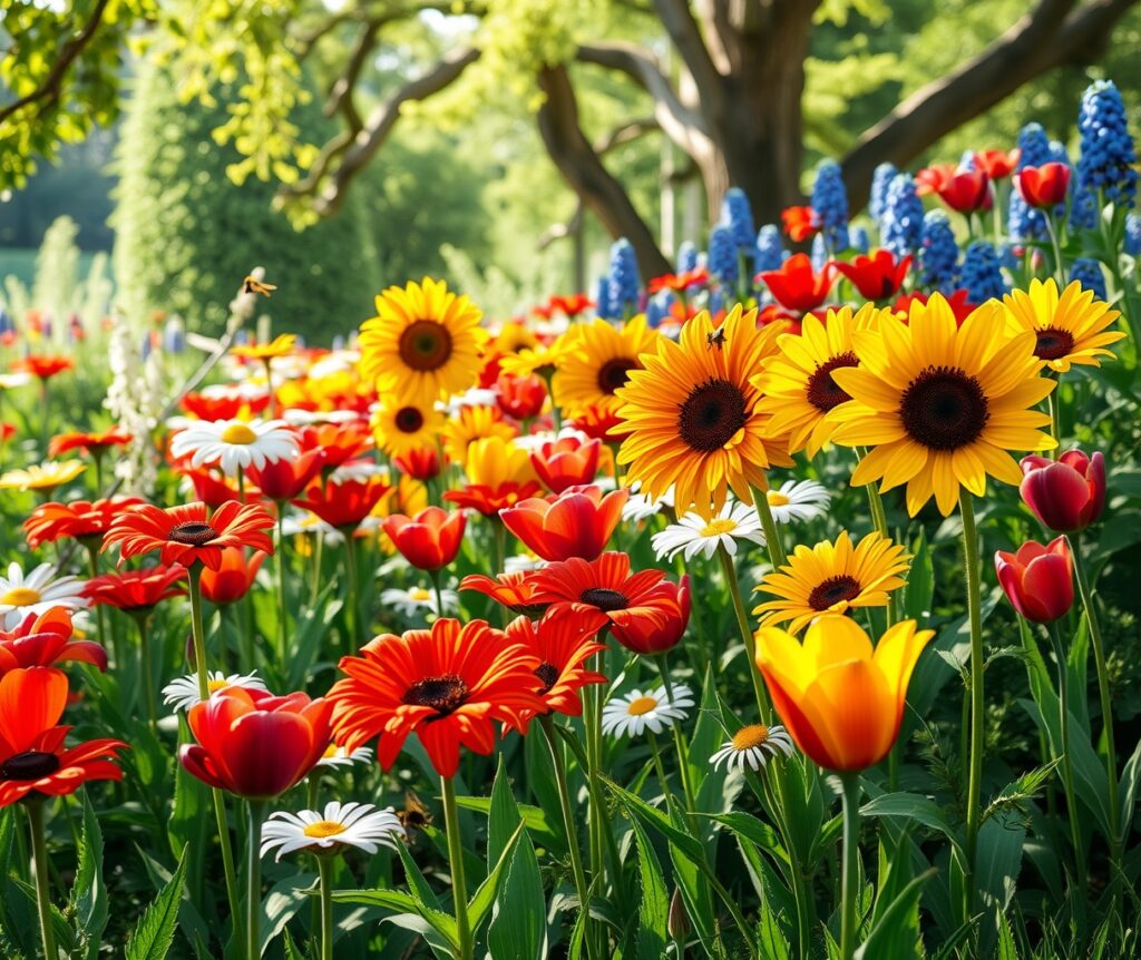 A Garden of Vibrant Summer Flowers – free AI stock image