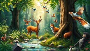 A Gathering of Curious Forest Animals – free AI stock image