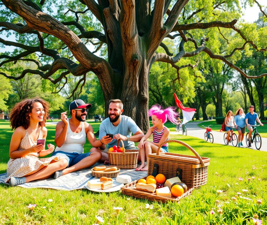 A Gathering of Friends in a Park – free AI stock image
