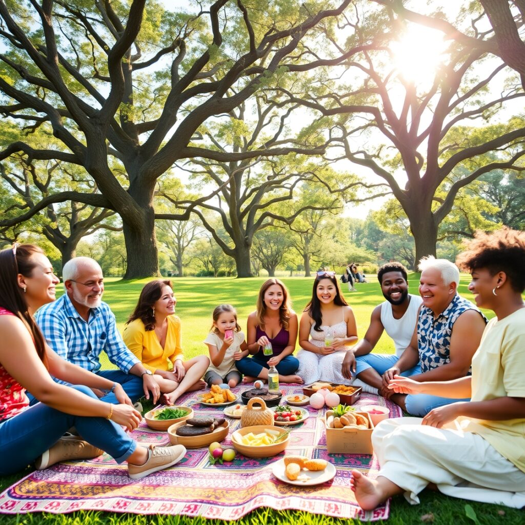 A Gathering of Friends in a Park – free AI stock image