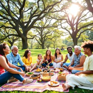 A Gathering of Friends in a Park – free AI stock image