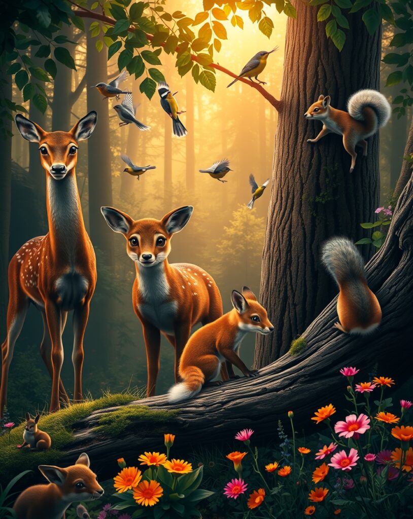 A Gathering of Majestic Forest Animals – free AI stock image