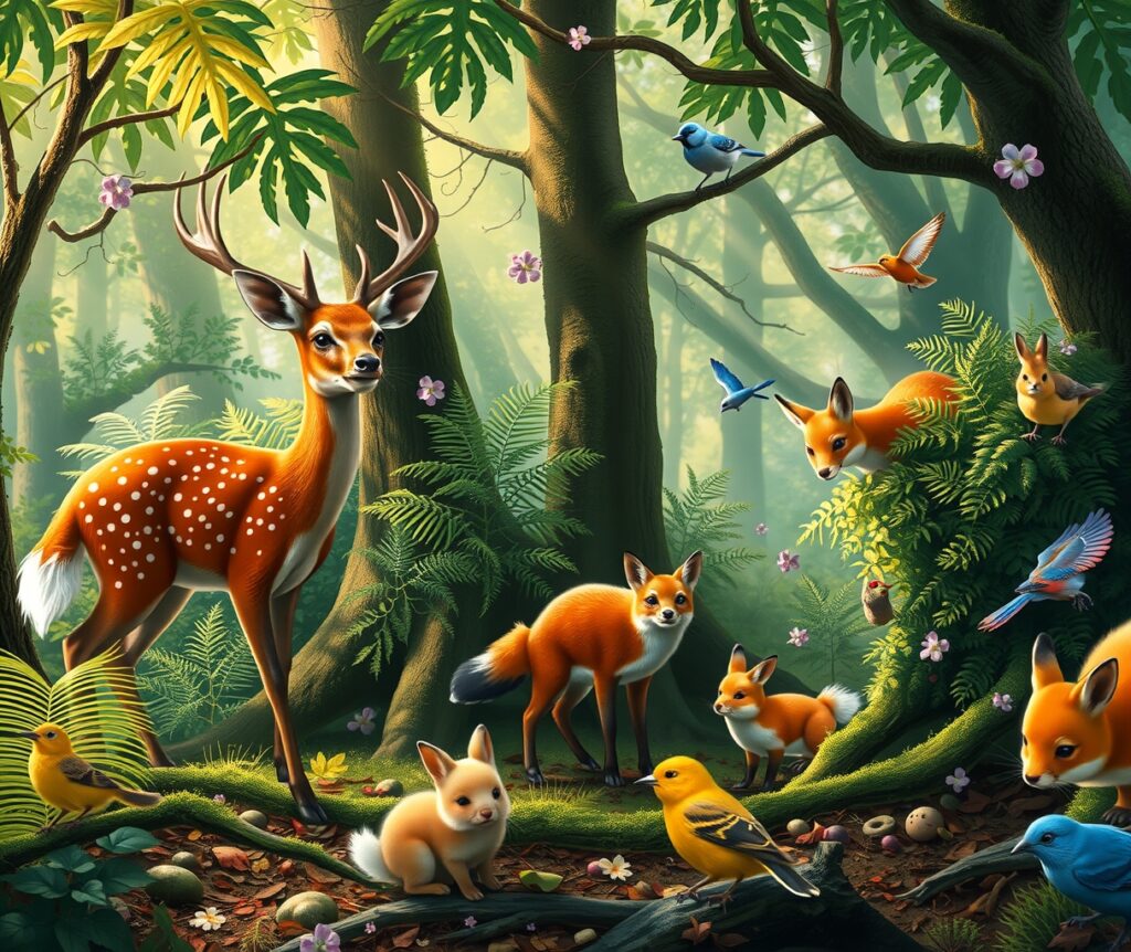 A Gathering of Majestic Forest Animals – free AI stock image