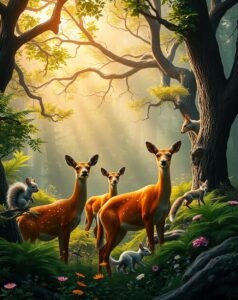 A Gathering of Majestic Forest Animals – free AI stock image
