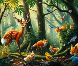 A Gathering of Majestic Forest Animals – free AI stock image