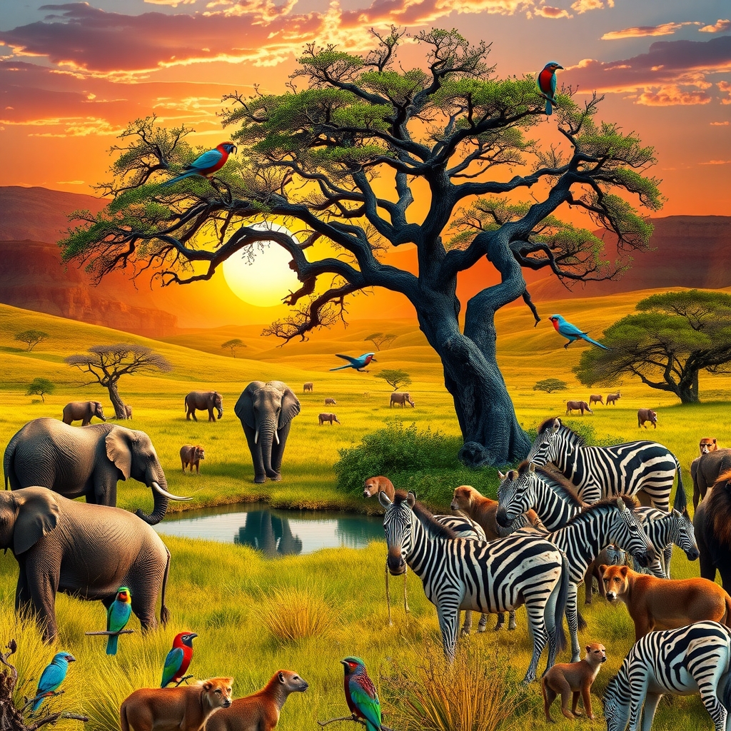 A Gathering of Majestic Wild Animals – free AI stock image