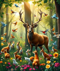 A Gathering of Woodland Creatures – free AI stock image
