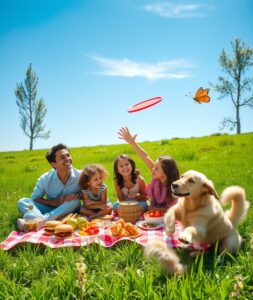A Happy Family Picnic in the Park – free AI stock image