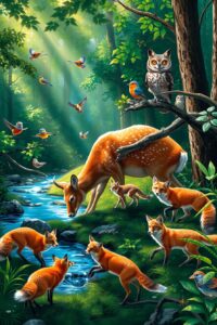 A Harmony of Wild Animals in Nature – free AI stock image
