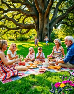 A Heartwarming Family Gathering in Nature – free AI stock image