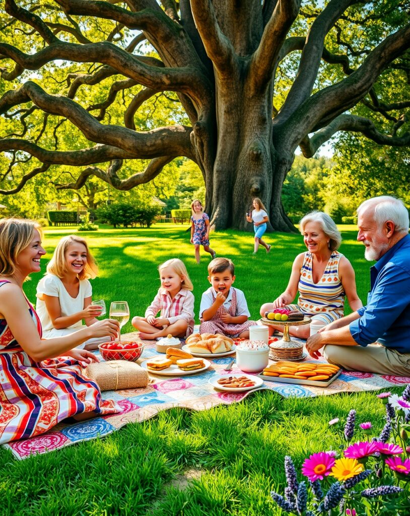 A Heartwarming Family Gathering in Nature – free AI stock image