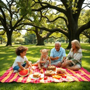 A Heartwarming Family Gathering in Nature – free AI stock image